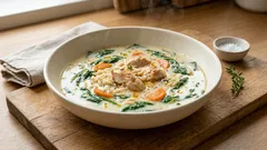 Zupa szpinakowa z kurczakiem i mleczkiem kokosowym – kremowa i gotowa w 30 minut