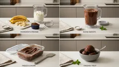 Lody z serka wiejskiego z bananem i kakao – kremowe, proste i bez maszynki