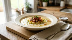 Kukurydziany chowder z chrupiącym boczkiem – gęsta, kremowa zupa na chłodne dni