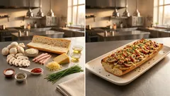 Zapiekanka z pieczarkami i szynką – chrupiąca bagietka i ciągnący ser w 15 minut