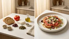 Sałatka Dakos z Krety: chrupiące grzanki, starty pomidor i feta w 10 minut