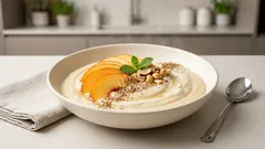 Kremowa kasza manna z nektarynką i skyrem — prosty trik, żeby nie było grudek