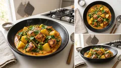 Kremowe curry z kurczakiem, ziemniakami i szpinakiem – wszystko z jednego garnka