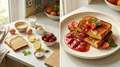 Karmelizowane tosty francuskie z truskawkami – złociste i chrupiące z patelni