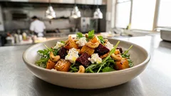 Sałatka z pieczoną dynią i burakami – feta i nerkowce robią tu robotę