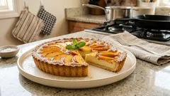 Tarta z brzoskwiniami i waniliowym kremem – krucha, kremowa i zawsze się udaje