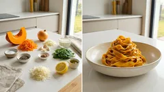 Kremowy makaron z sosem dyniowym z jednej patelni – prosty jesienny obiad