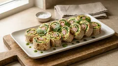 Roladki z tortilli z guacamole i kabanosami – szybka przekąska na zimno lub na ciepło