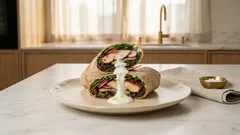 Tortilla pełnoziarnista z kurczakiem i botwinką – świeży lunch, który dobrze się zwija