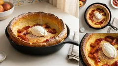 Dutch baby z rabarbarem i skyrem – pieczony naleśnik z chrupiącymi brzegami