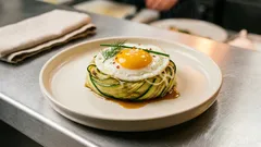 Jajka sadzone w gniazdkach z cukinii – szybkie śniadanie z patelni